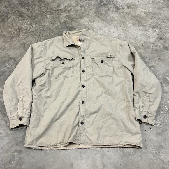 Levis Mens XXL Beige Canvas Sherpa Lined Shacket Heavy Shirt Jacket - Picture 1 of 8